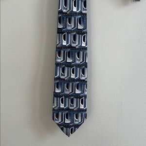 Zulus George Machado smoke blue, navy silver silk neck tie